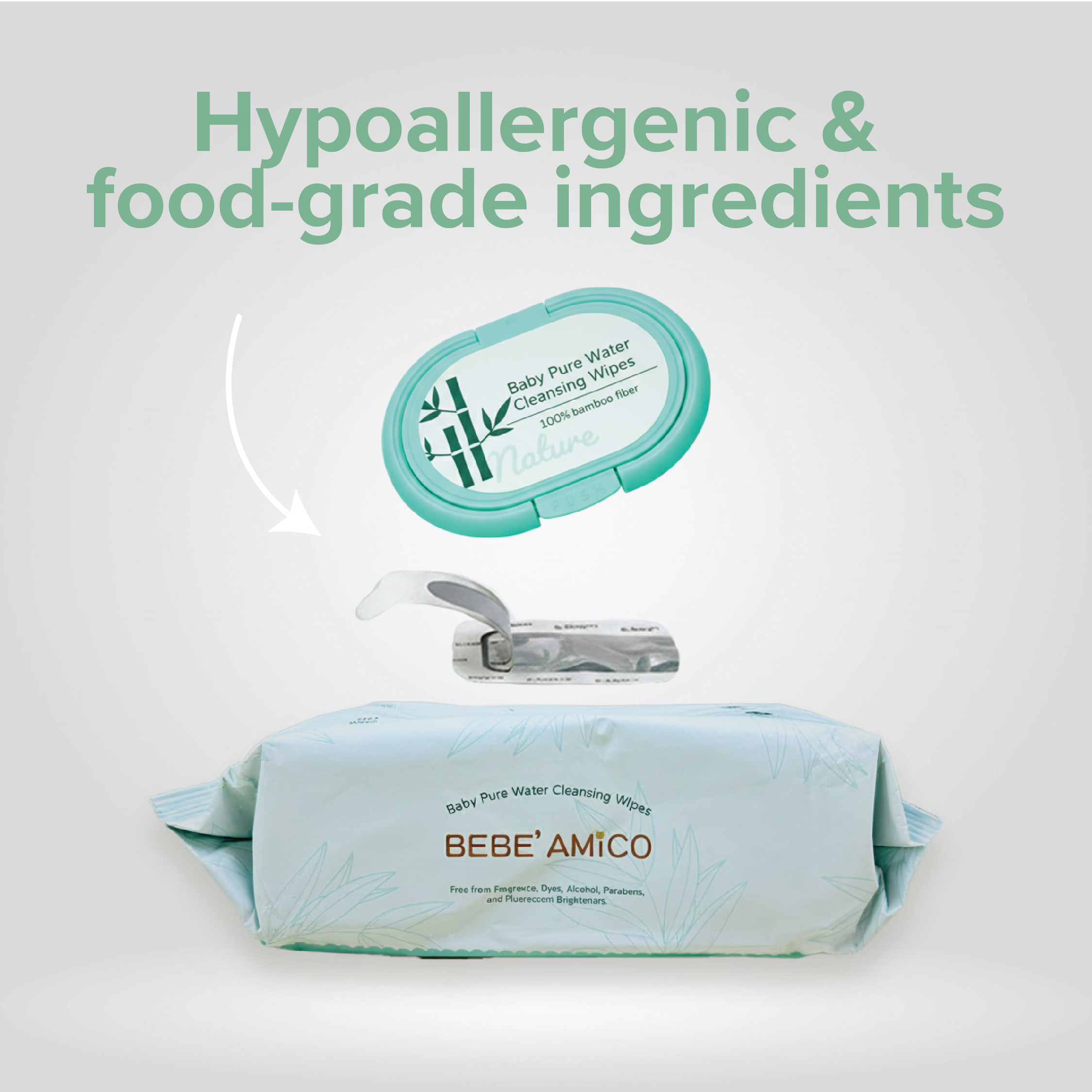 Baby Pure Water Cleansing Wipes - 100% Bamboo Fibre (80pcs/pk)[Exp: Oct 2027]