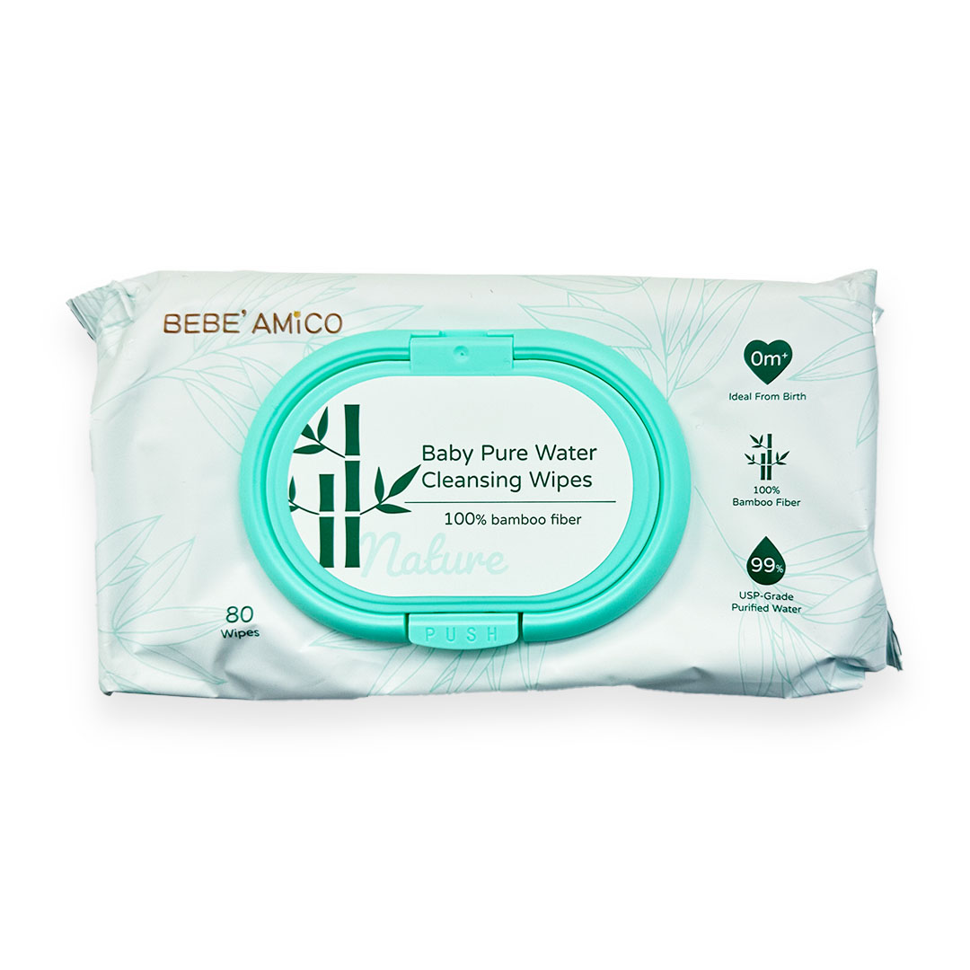 Baby Pure Water Cleansing Wipes - 100% Bamboo Fibre (80pcs/pk)