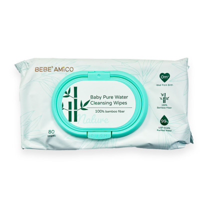 Baby Pure Water Cleansing Wipes - 100% Bamboo Fibre (80pcs/pk)