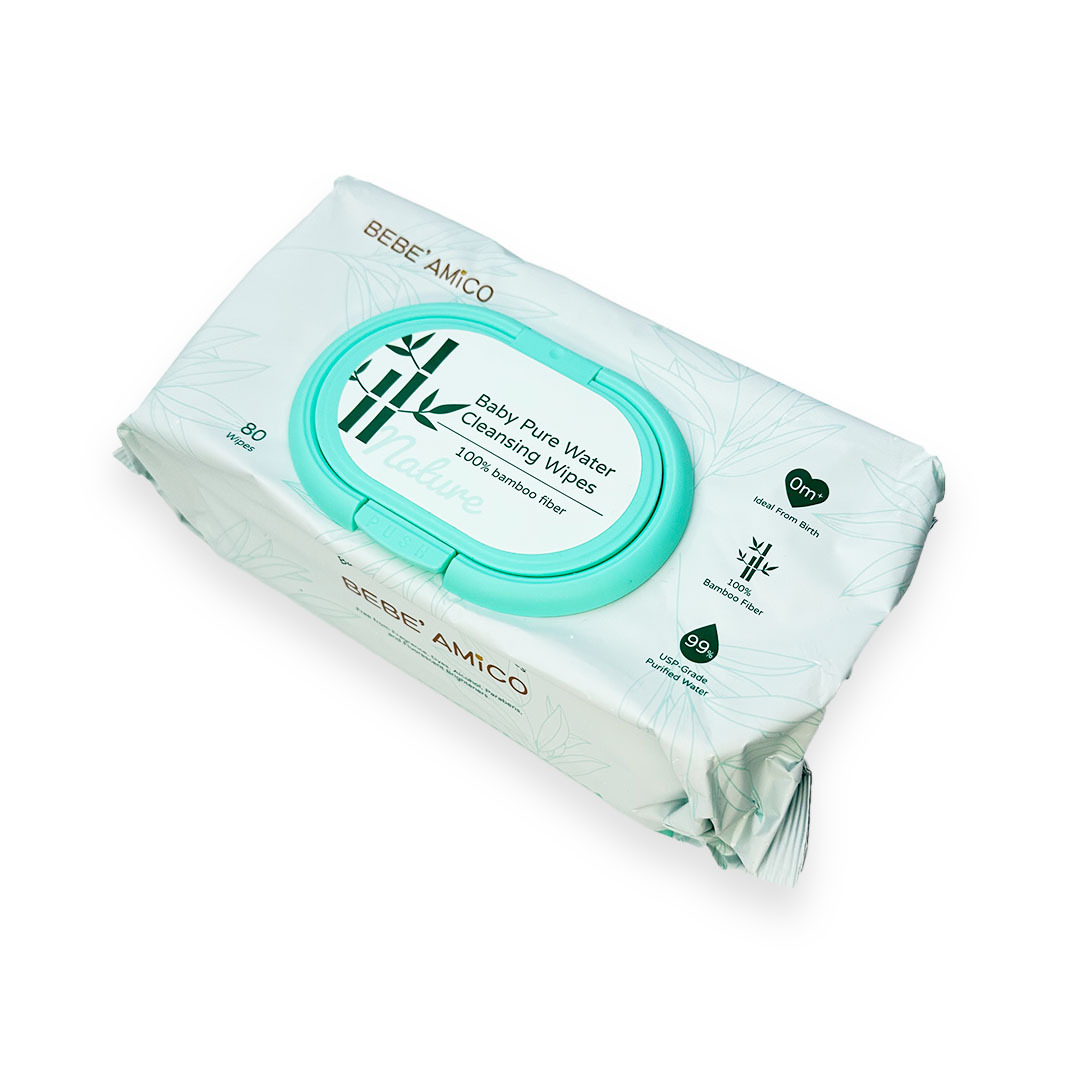 Baby Pure Water Cleansing Wipes - 100% Bamboo Fibre (80pcs/pk)