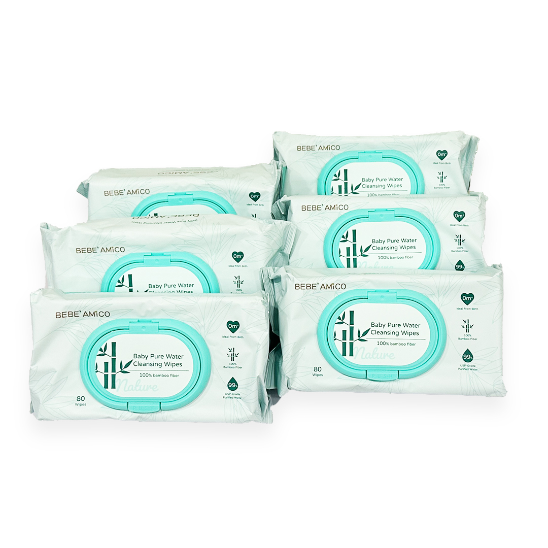 Baby Pure Water Cleansing Wipes - 100% Bamboo Fibre (80pcs/pk)