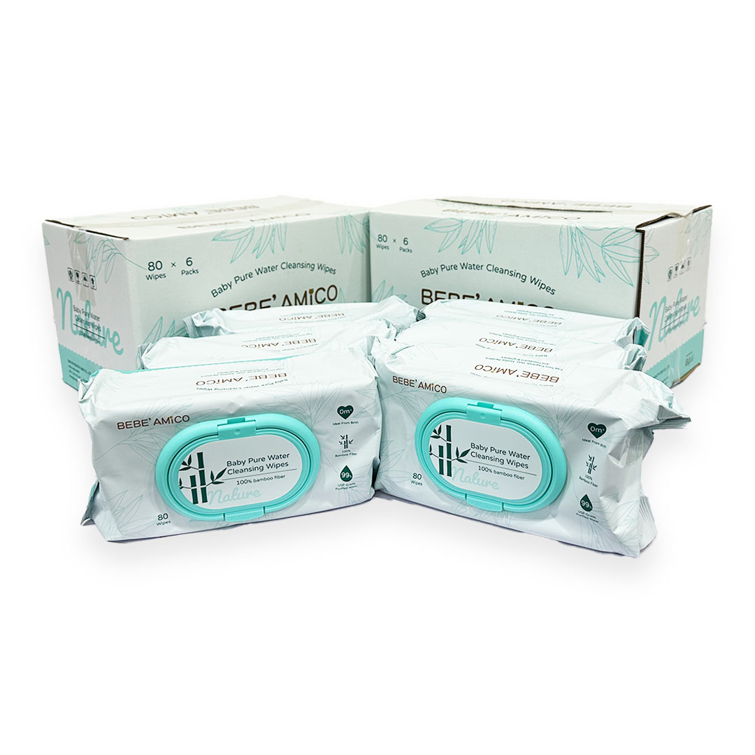Baby Pure Water Cleansing Wipes - 100% Bamboo Fibre (80pcs/pk)