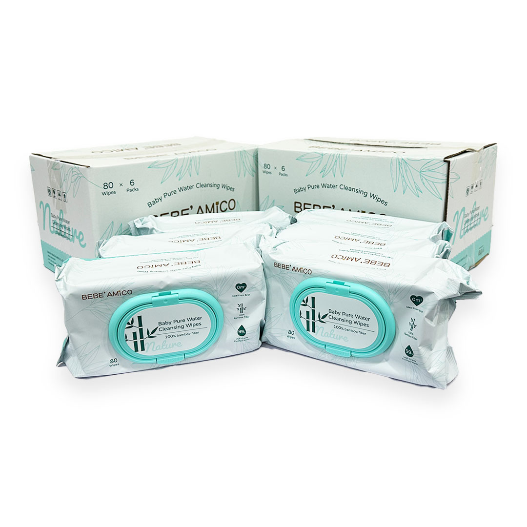 Baby Pure Water Cleansing Wipes - 100% Bamboo Fibre (80pcs/pk)