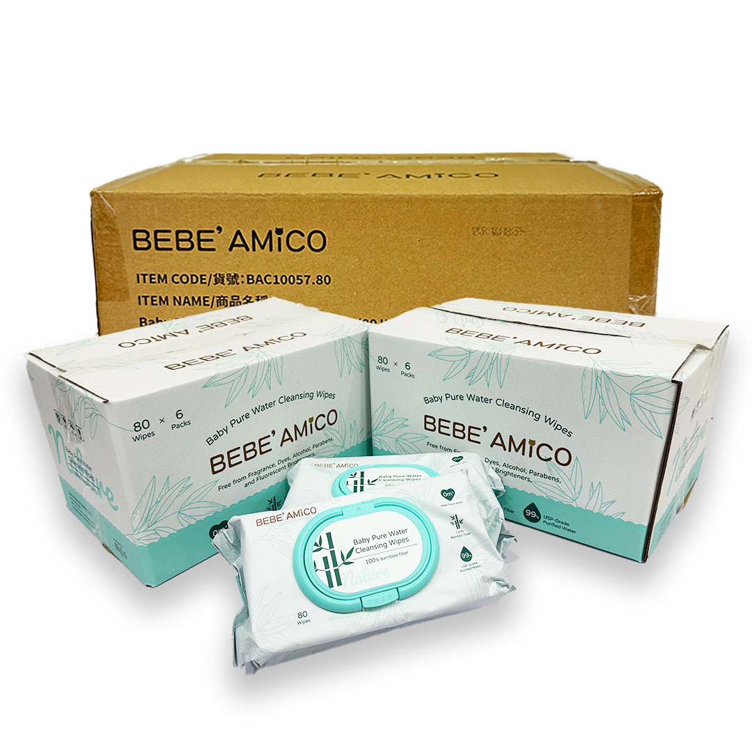 Baby Pure Water Cleansing Wipes - 100% Bamboo Fibre (80pcs/pk)