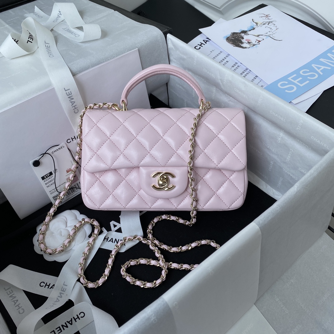 シャネル「Chanel」Mini Flap Bag with Handle レザー ハンドバッグ