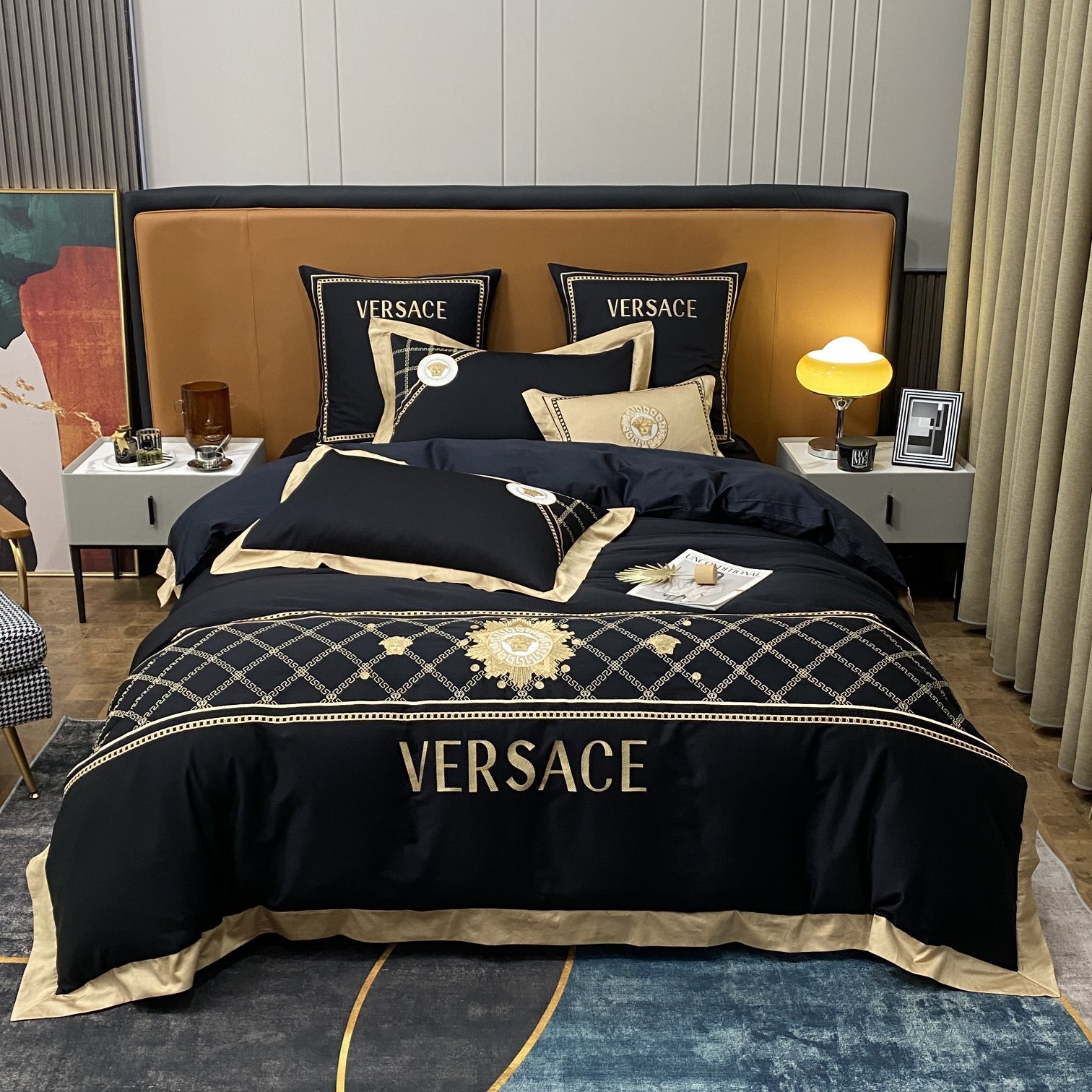 ヴェルサーチ「Versace」プレミアムコットン ゴールド＆シルバー刺繍 4点セット