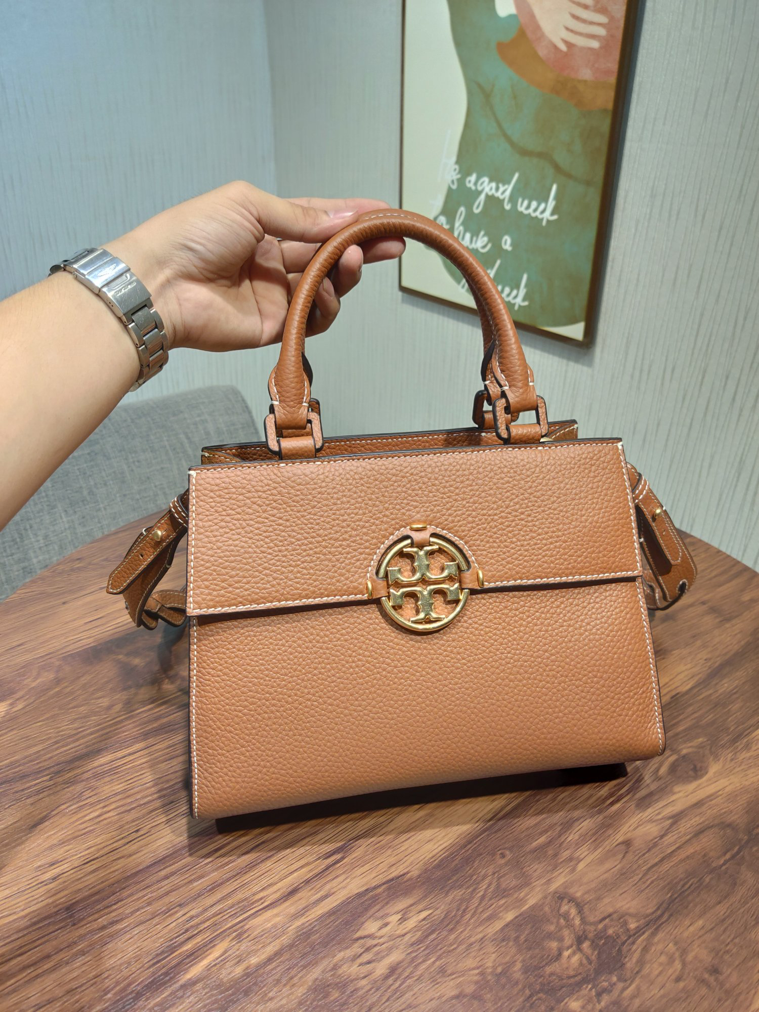 トリー バーチ「Tory Burch」ミラー ピーブレザー ハンドバッグ