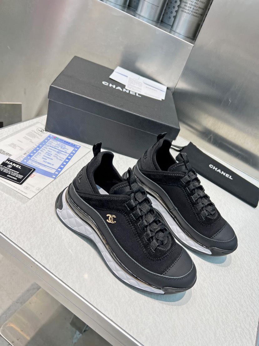 シャネル［Chanel］  19SS スエードエフェクト×メッシュ メタルロゴ スニーカー