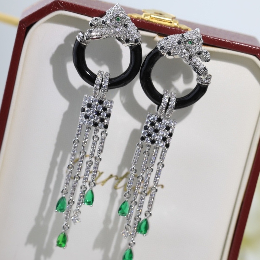 カルティエ「Cartier」 ソレイユ カラーダイヤモンド フリンジ パンサー イヤリング
