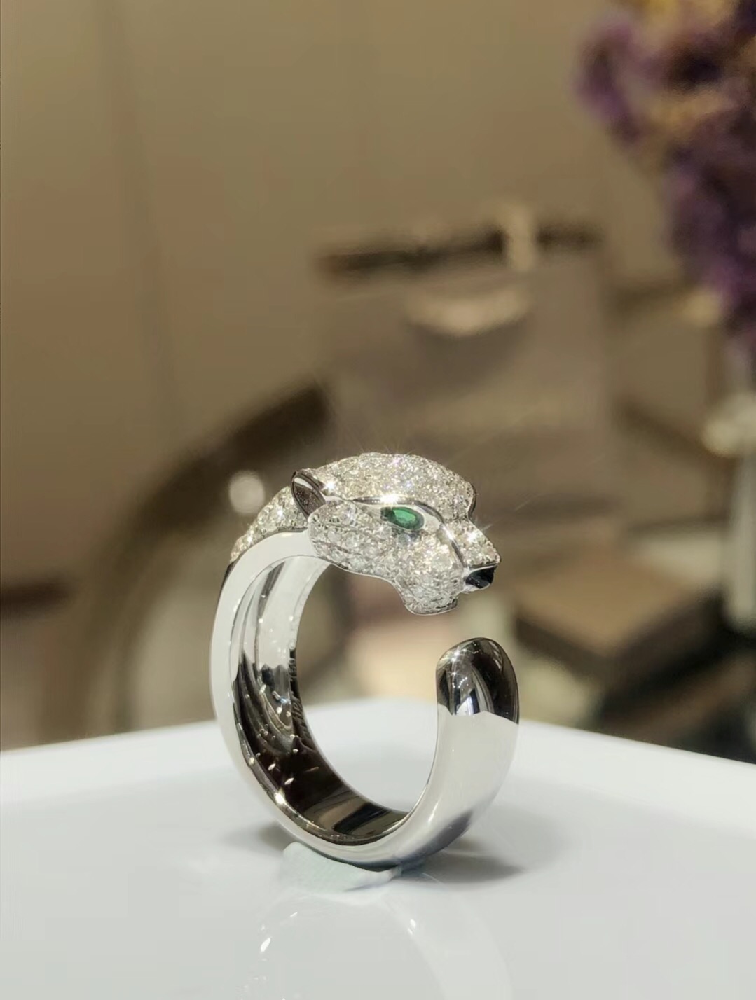 カルティエ「Cartier」 パンサーヘッド オープン ダイヤモンド リング