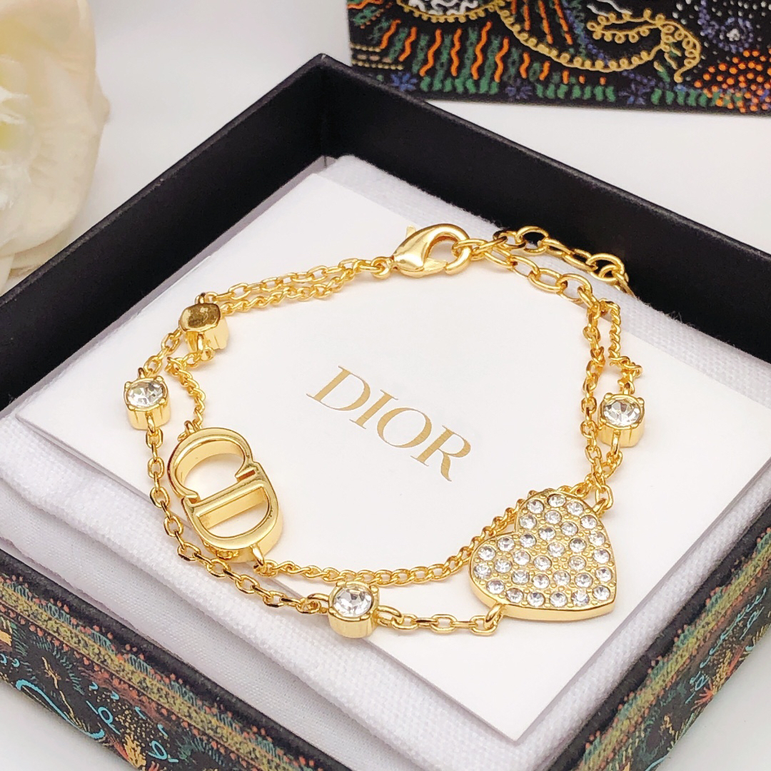 ディオール「Dior」2025 オートクチュール ダブルハートブレスレット20CM