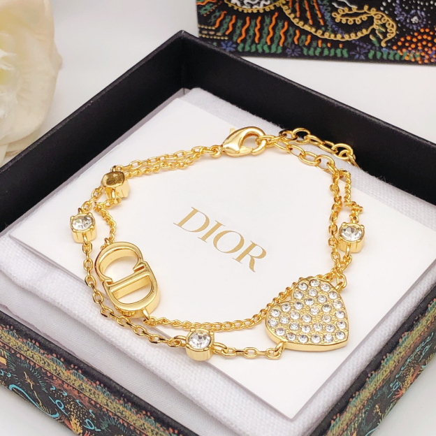 ディオール「Dior」2025 オートクチュール ダブルハートブレスレット20CM