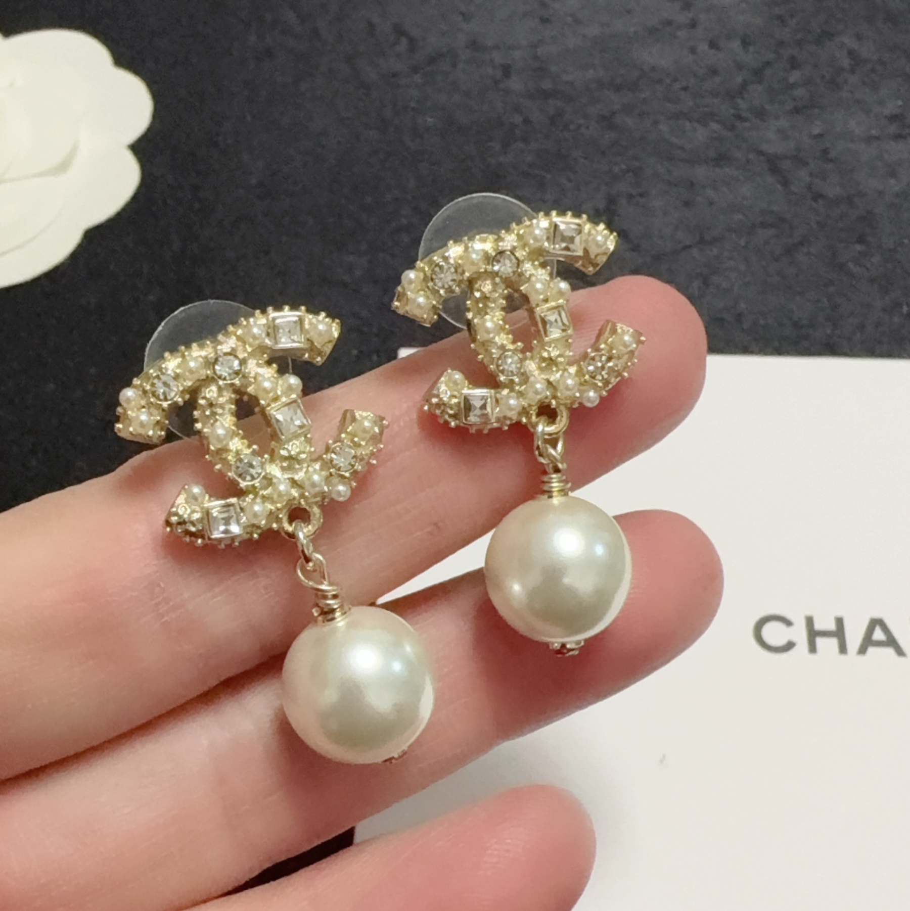 シャネル「Chanel」 パール&ダイヤモンド ピアス・イヤリング