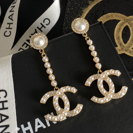 シャネル「Chanel」カメリア ドロップ＆パール ピアス・イヤリング