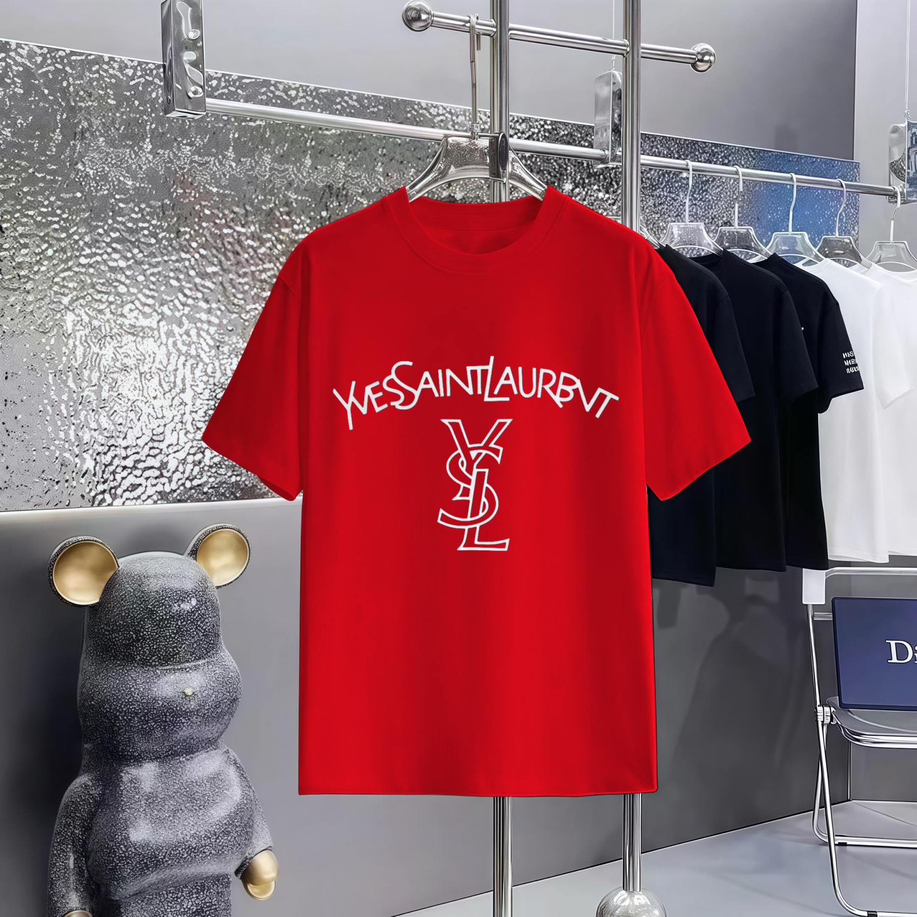 サンローラン「Saint Laurent」グラフィックプリント クルーネックTシャツ