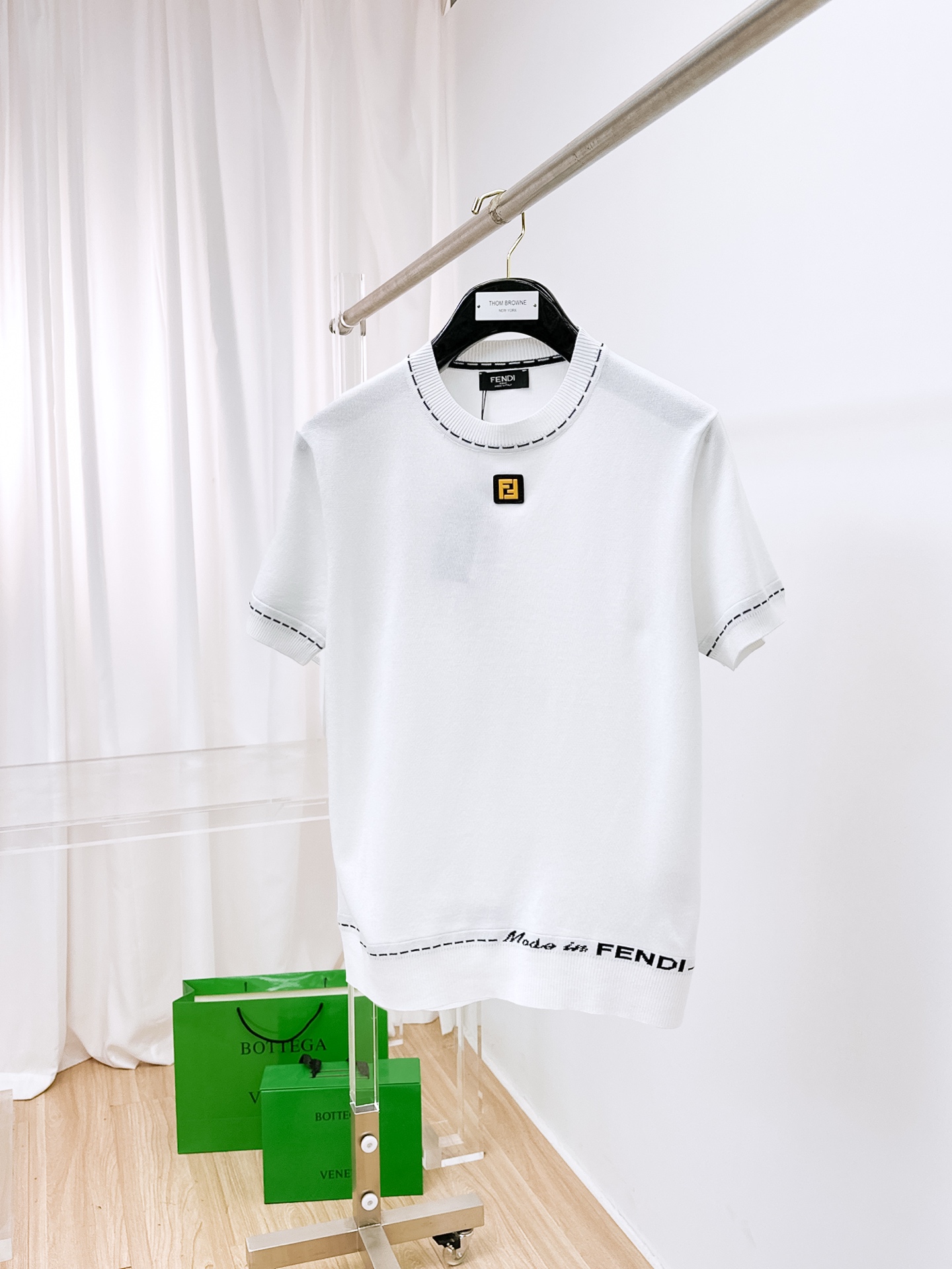 フェンディ「Fendi」2025SS メンズ プレミアムニット ショートスリーブTシャツ