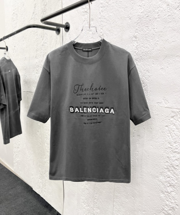 バレンシアガ「Balenciaga」ハイネックプレミアムコットン半袖Tシャツ