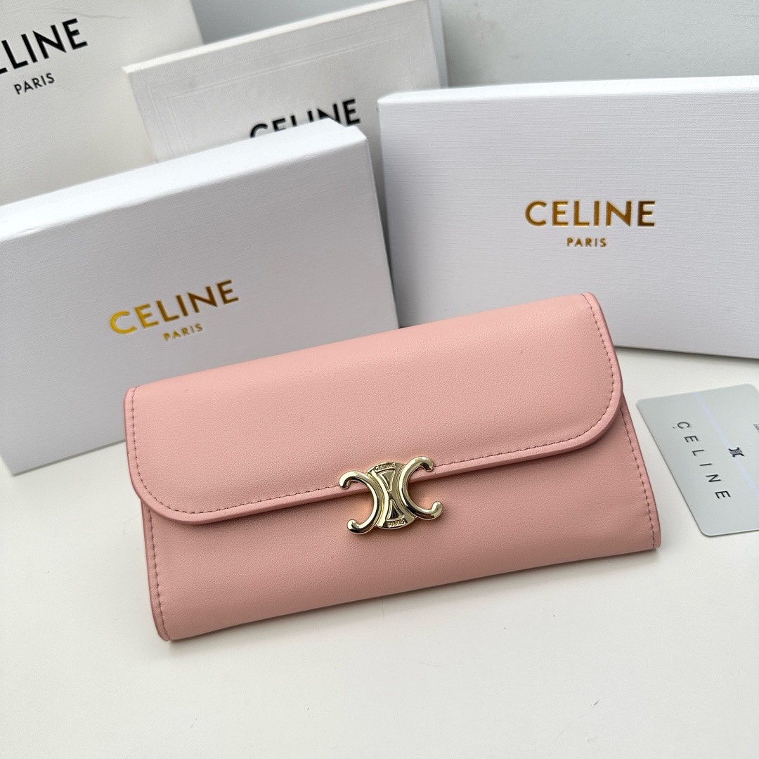 セリーヌ「Celine」TRIOMPHE光沢牛革財布