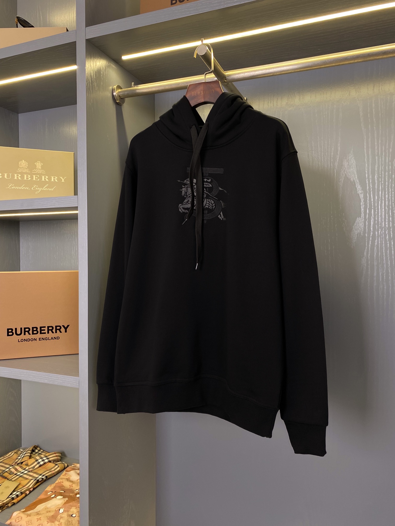 バーバリー「Burberry」Equestrian Knight Embroidery Cotton Hoodie