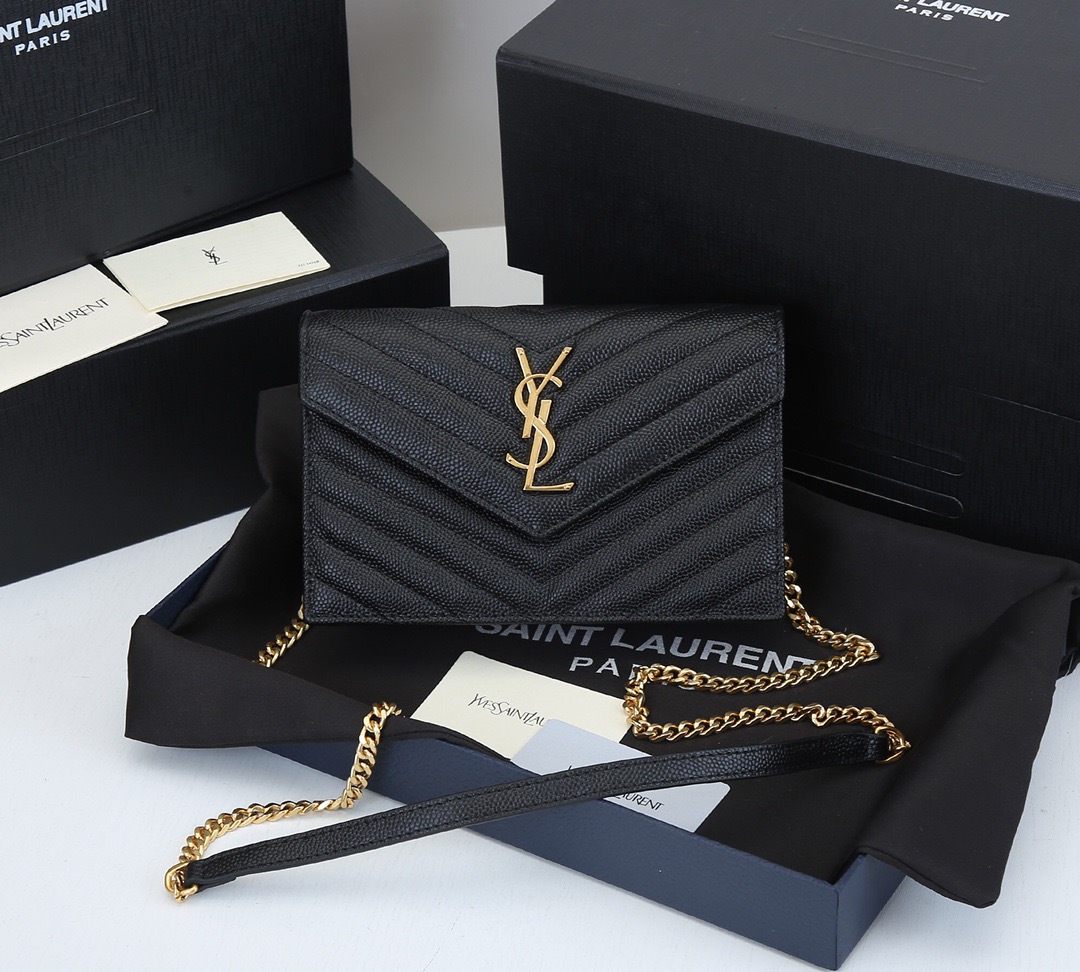 サンローラン「Saint Laurent」なし☆YSL モノグラム エンベロープ チェーンウォレット