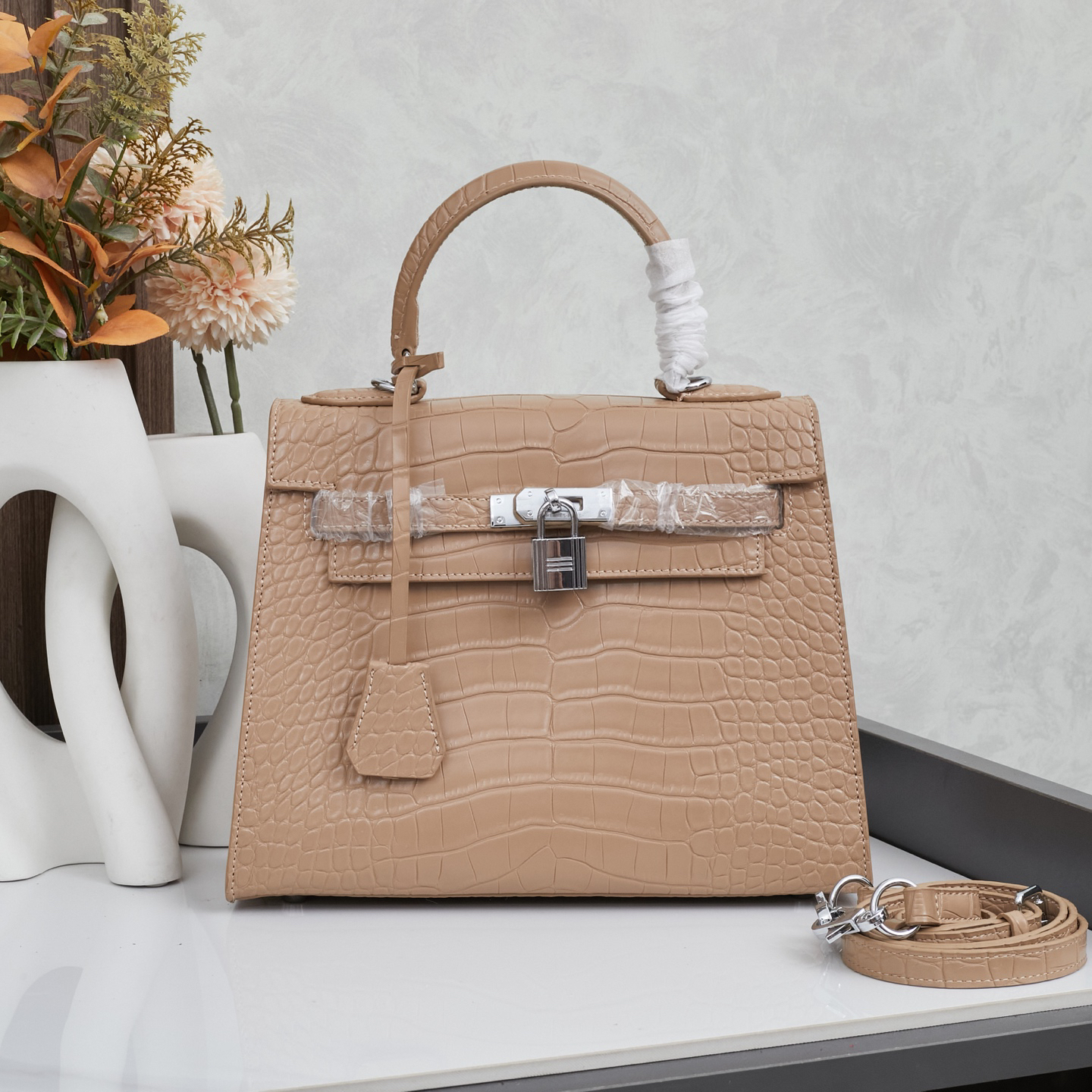 エルメス ケリー 19/25/28 ストーンパターンレザー バッグ「Kelly II Sellier」