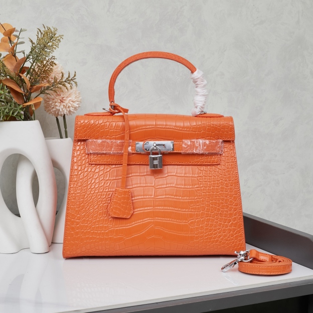 エルメス ケリー 19/25/28 ストーンパターンレザー バッグ「Kelly II Sellier」