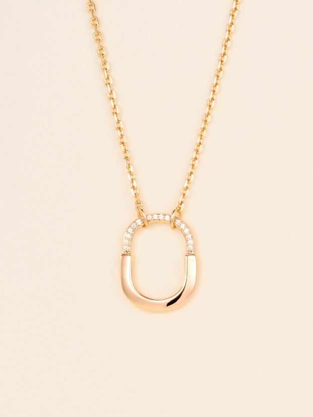 ティファニー「Tiffany & Co.」T Lock セミダイヤネックレス スモール バイカラーゴールド