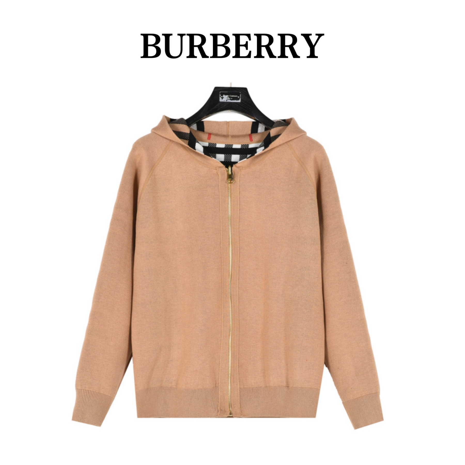 Burberry / バーバリー クラシックチェック柄両面着キャシュミアニットロングスリーブフード付きジャケット