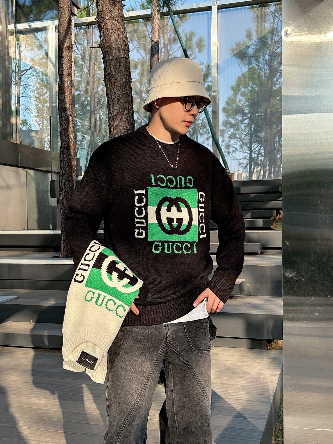 グッチ「Gucci」秋冬ウール丸首プルオーバーセーター【おしゃれな人必携】
