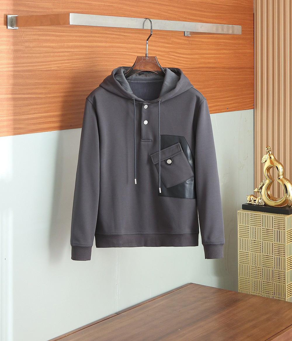 エルメス「Hermès」Empreintes sellier cuir 新型フード付きスウェットシャツ