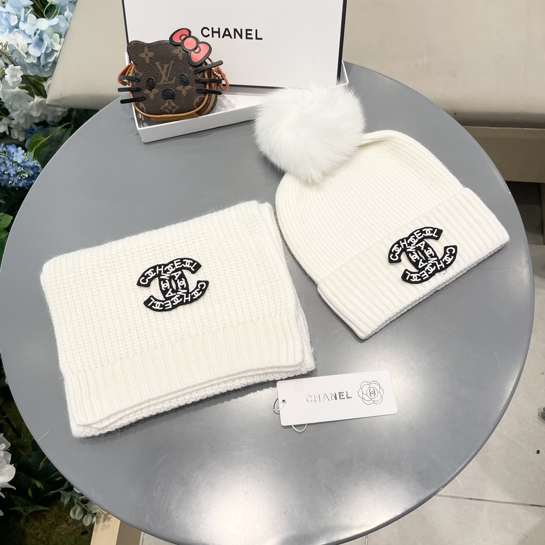 【定番人気】シャネル 秋冬 防寒アクセサリー マフラー＆ハットセット