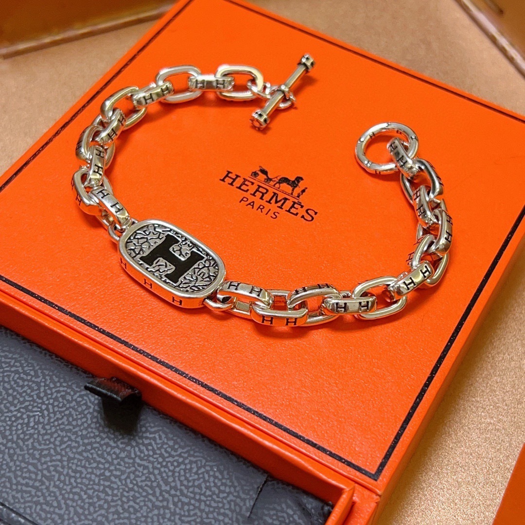 エルメス「Hermès」プラチナ 強化版 アンカーチェーン ブレスレット16MM