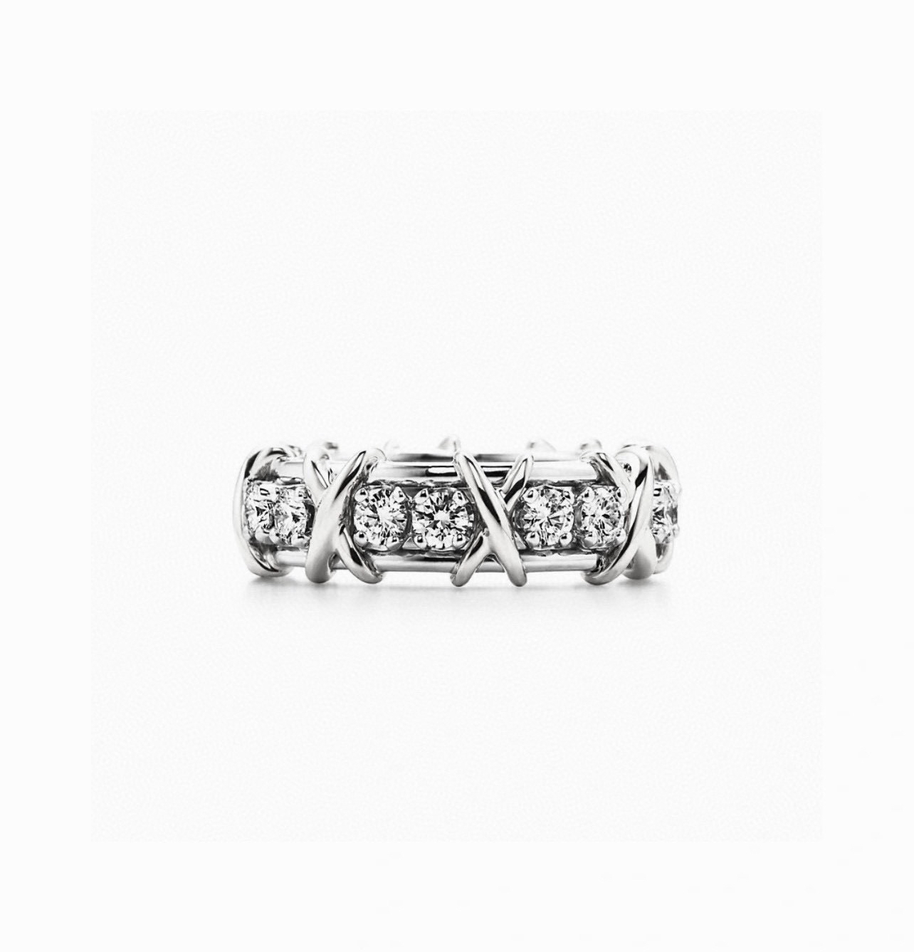 ティファニー「Tiffany & Co.」 クロスデザイン プラチナダイヤモンドリング