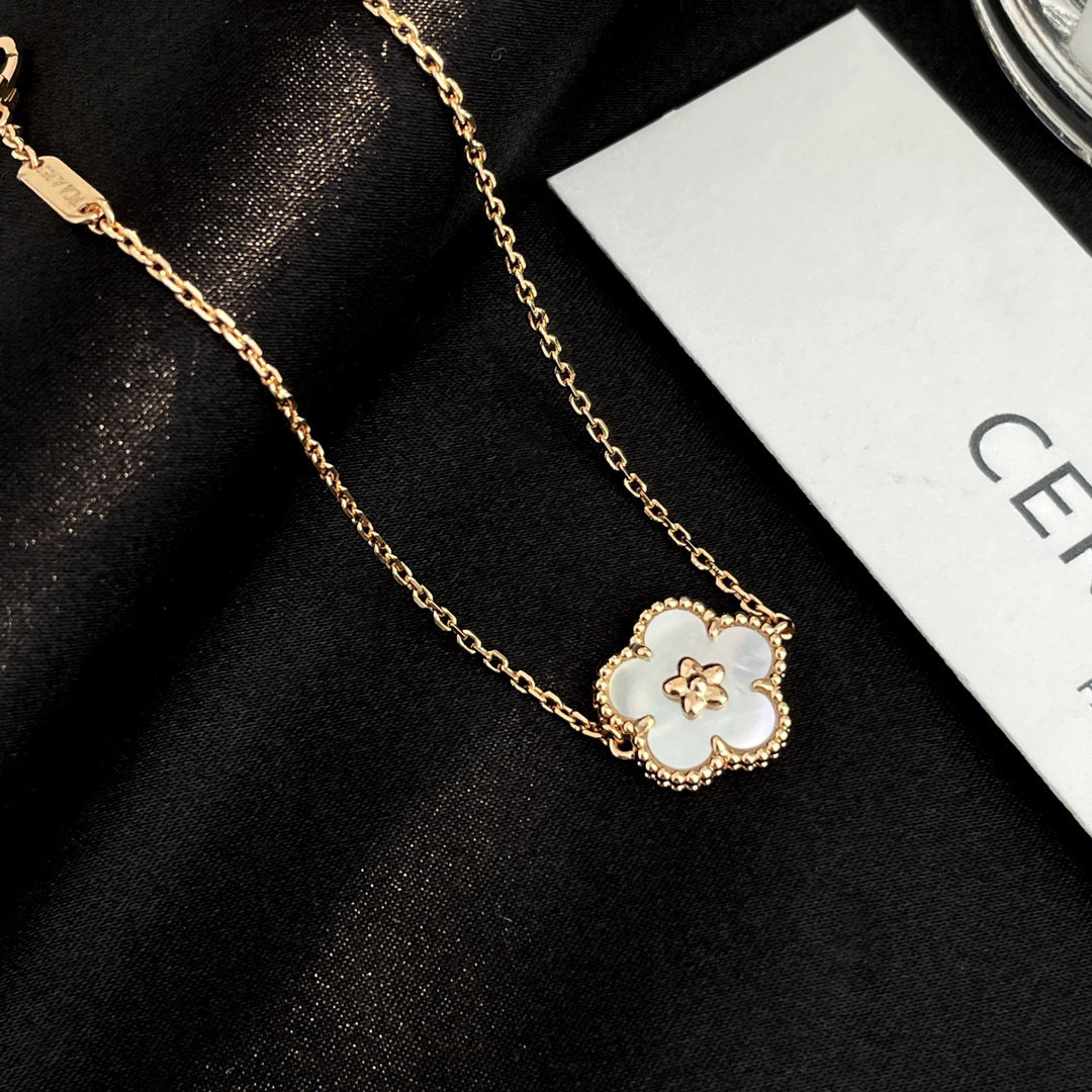 ヴァン クリーフ＆アーペル「Van Cleef & Arpels」Lucky Spring 18Kローズゴールド ホワイトベリル シングルフラワー ブレスレット16cm～18cm