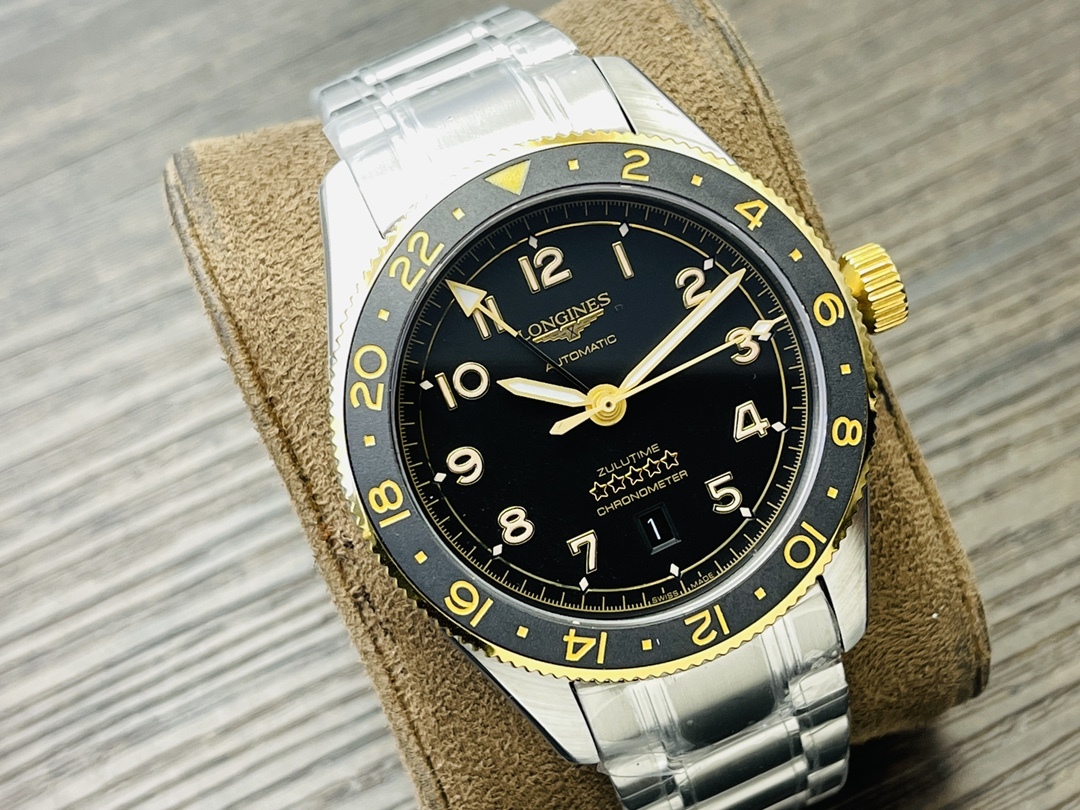 ロンジン「Longines」 スピリット ズールータイム "ゴールドアクセント" メンズウォッチ42mm