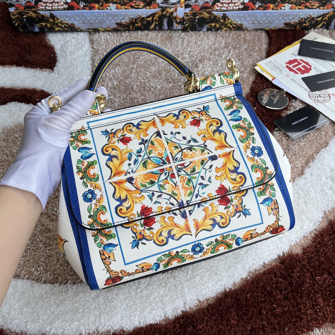 ドルチェ・アンド・ガッバーナ「D&G」 レザープリント ミラー付き ショルダーバッグ