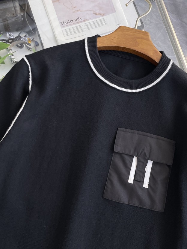 エルメス「Hermès」秋冬用ウール混紡クルーネックニットセーター