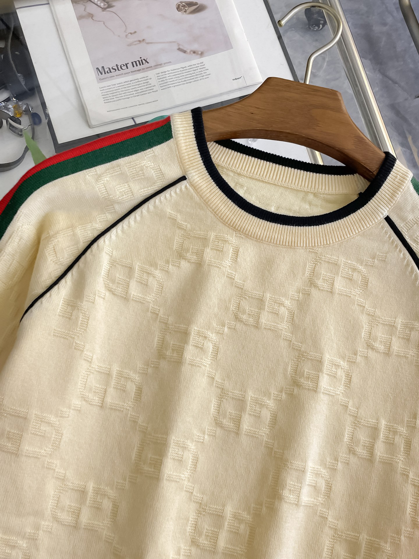 グッチ「Gucci」秋冬用ウール混紡クルーネックニットセーター