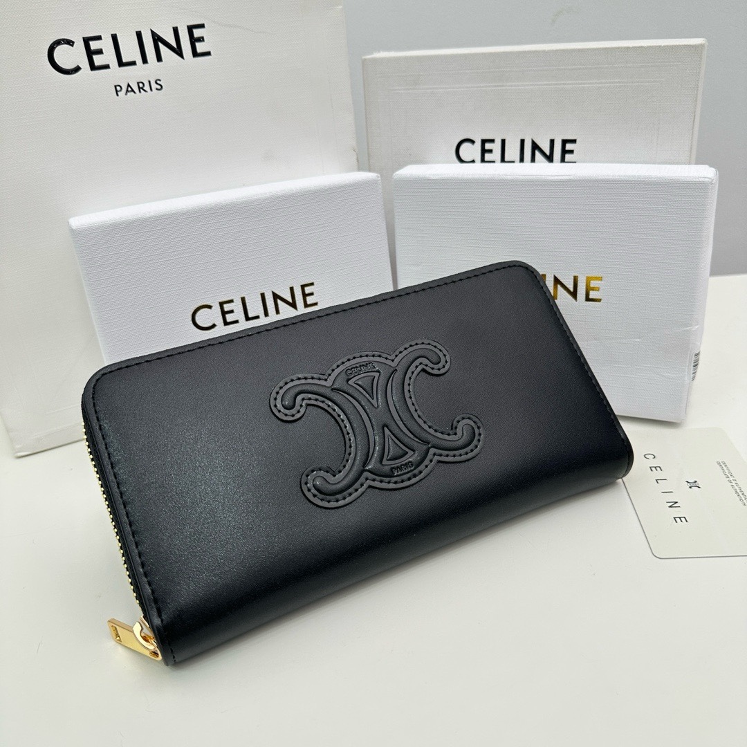 セリーヌ「Celine」ラージ ジップウォレット / グレインドカーフスキン