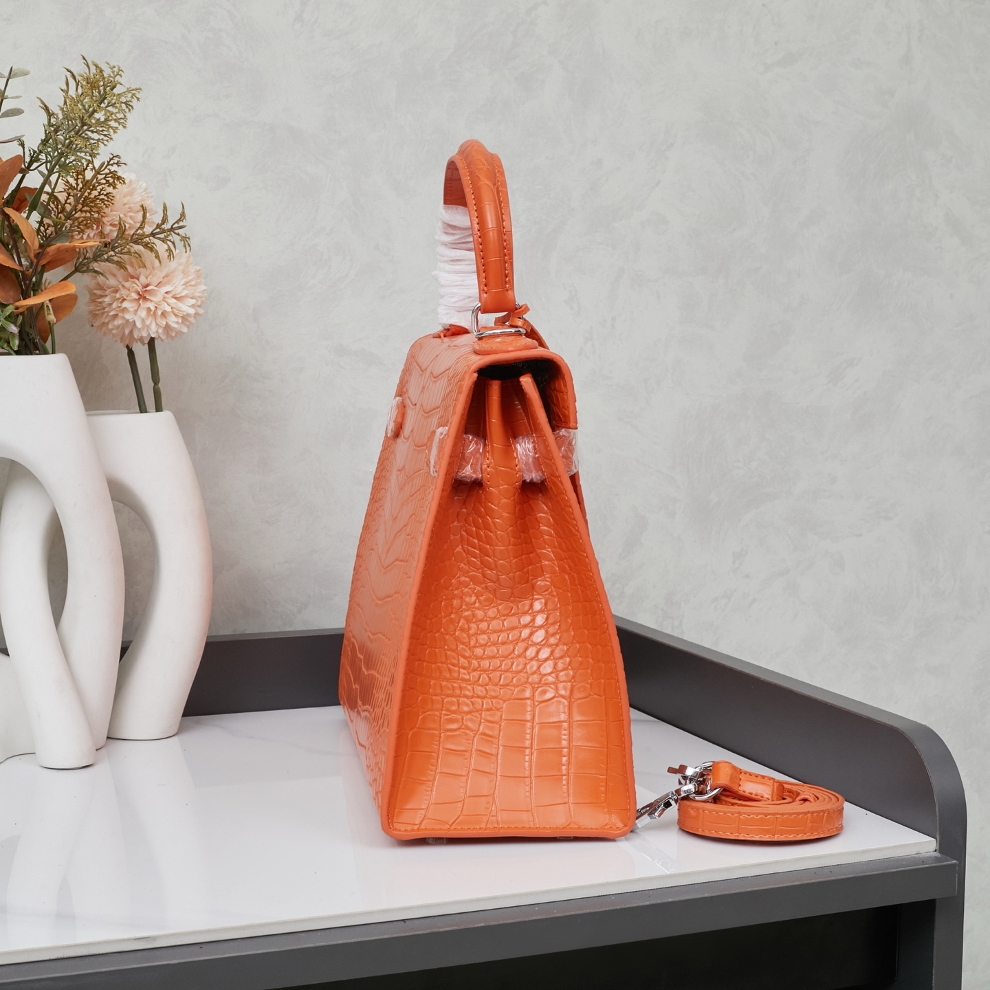 エルメス ケリー 19/25/28 ストーンパターンレザー バッグ「Kelly II Sellier」