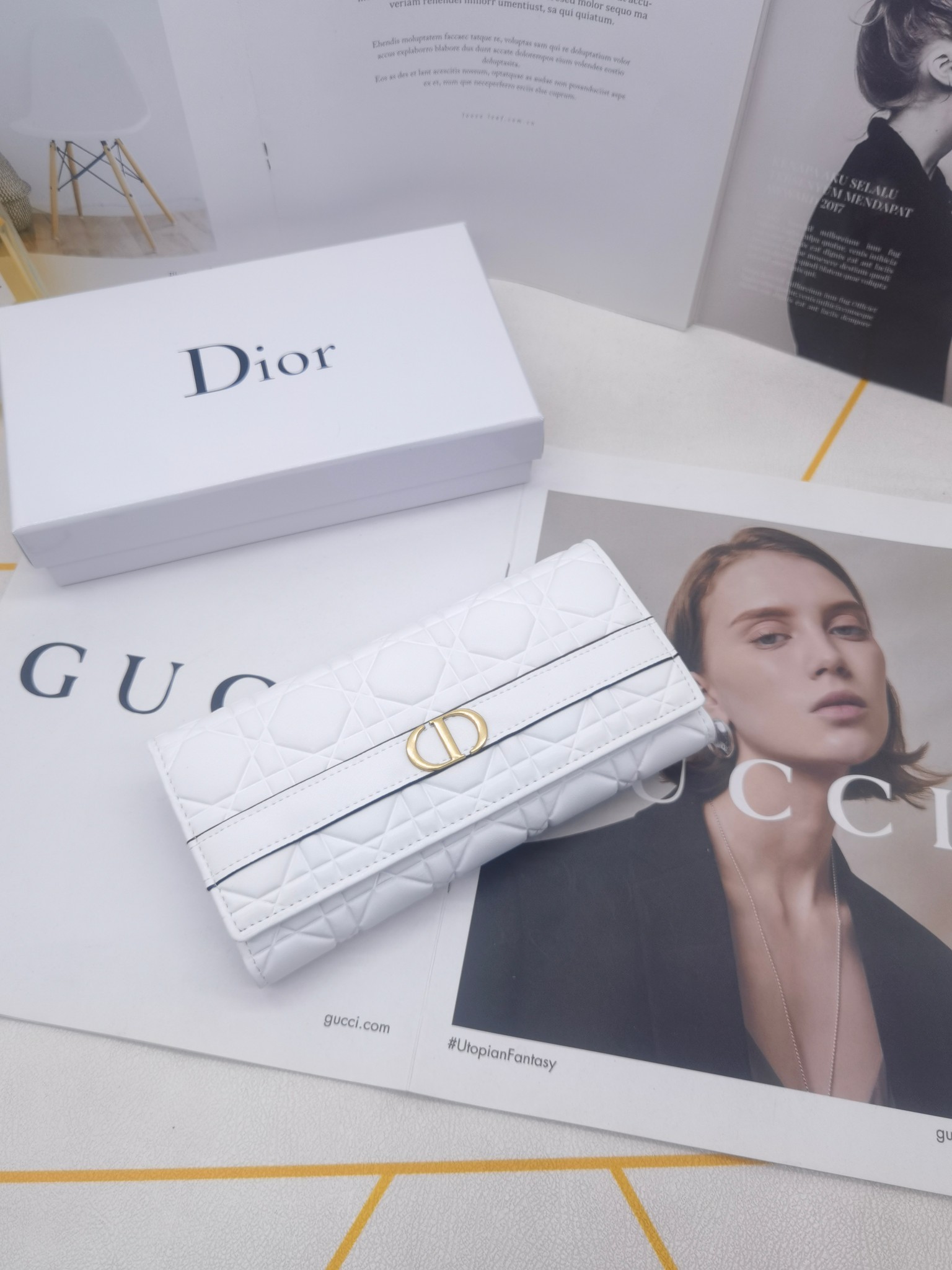 ディオール「Dior」Caro Orchid ロングウォレット