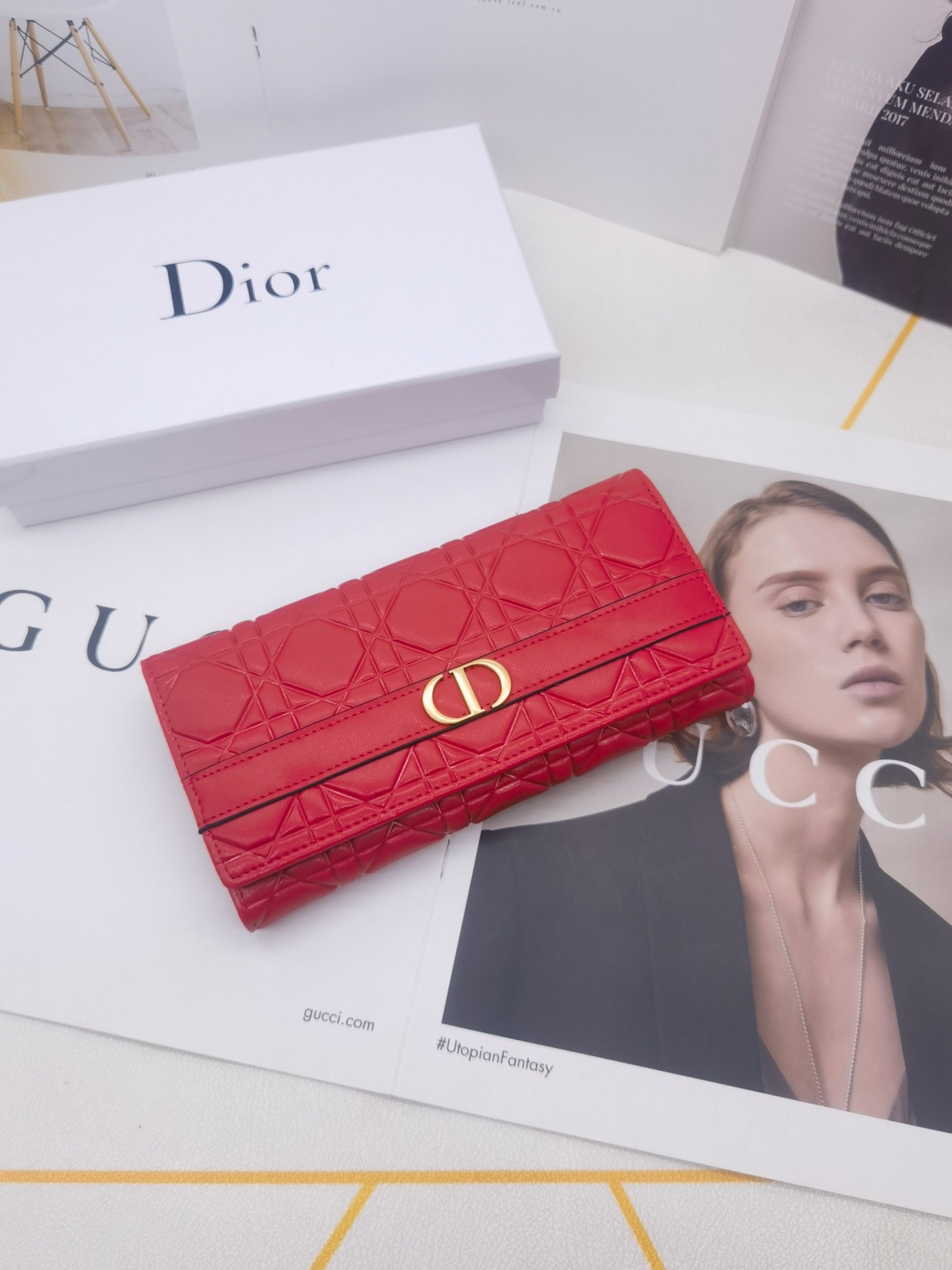 ディオール「Dior」Caro Orchid ロングウォレット