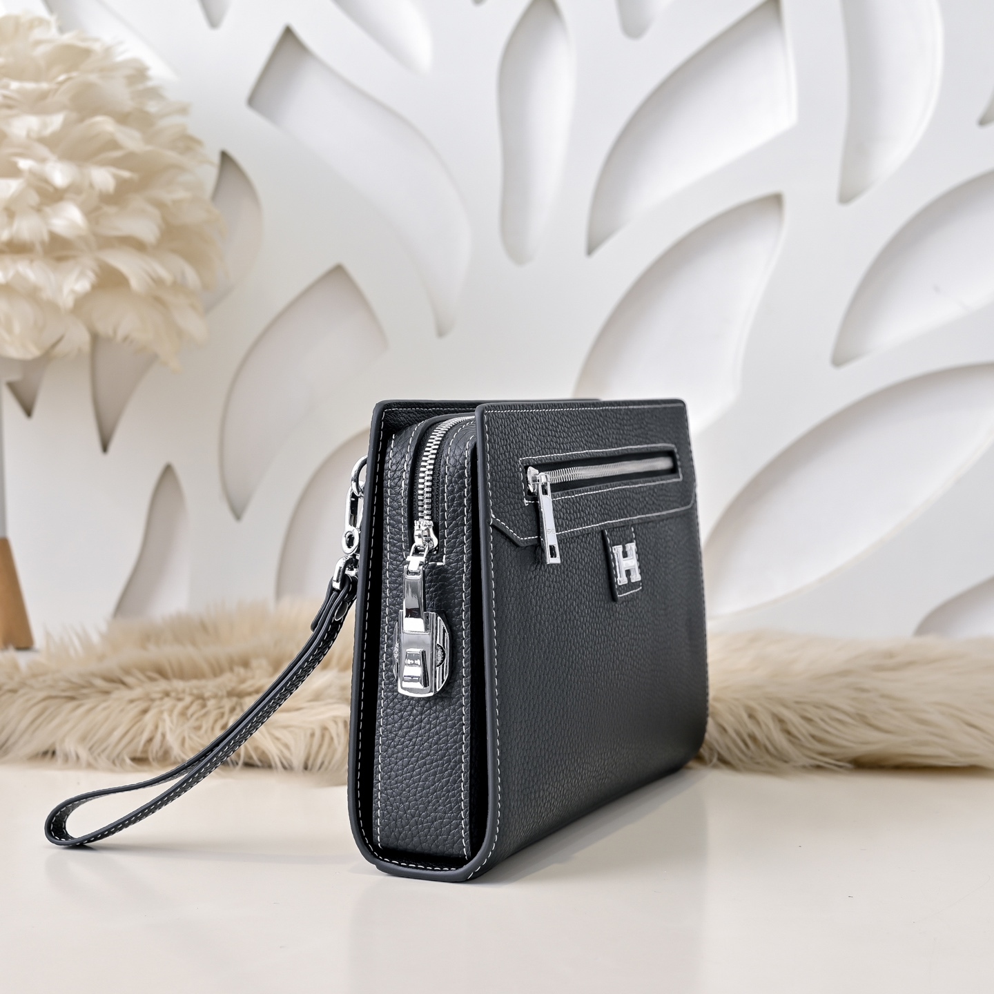 エルメス ジップ レザー クラッチバッグ