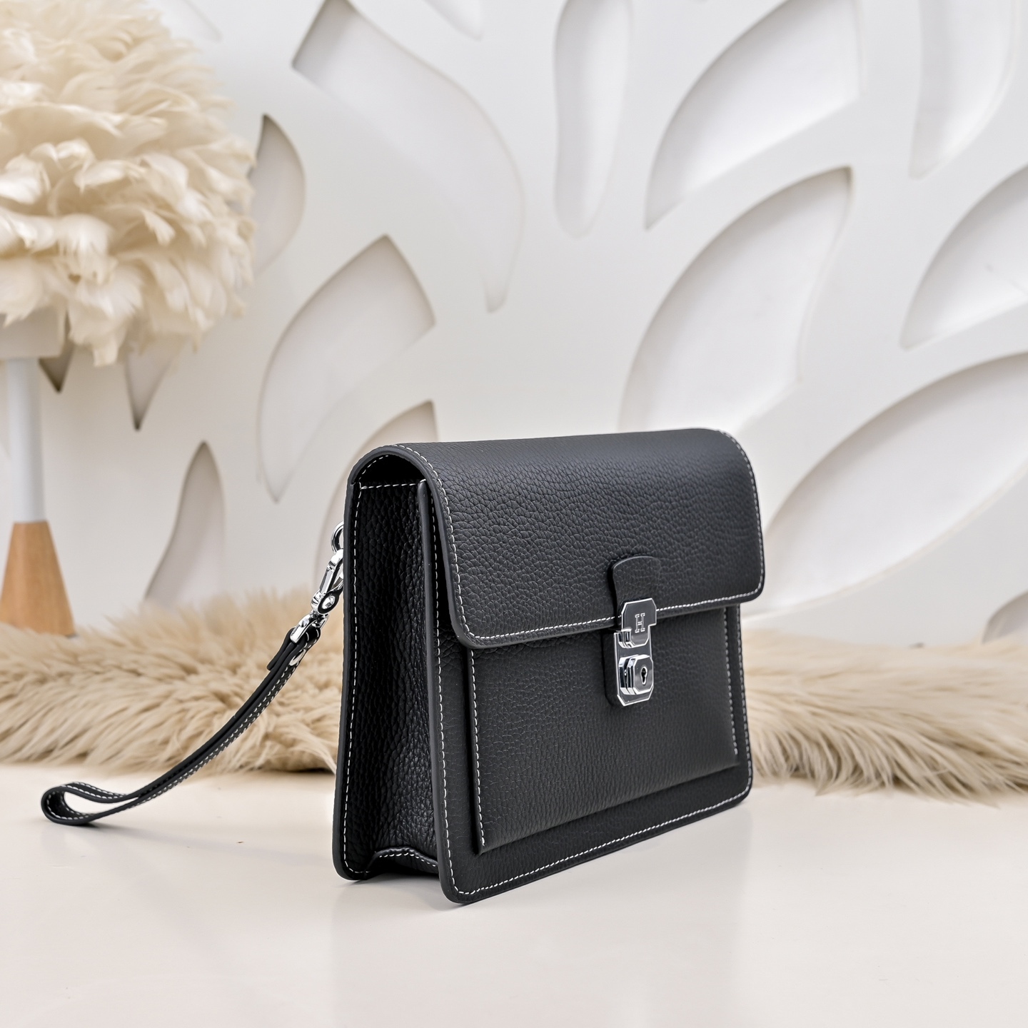 エルメス ジップ レザー クラッチバッグ