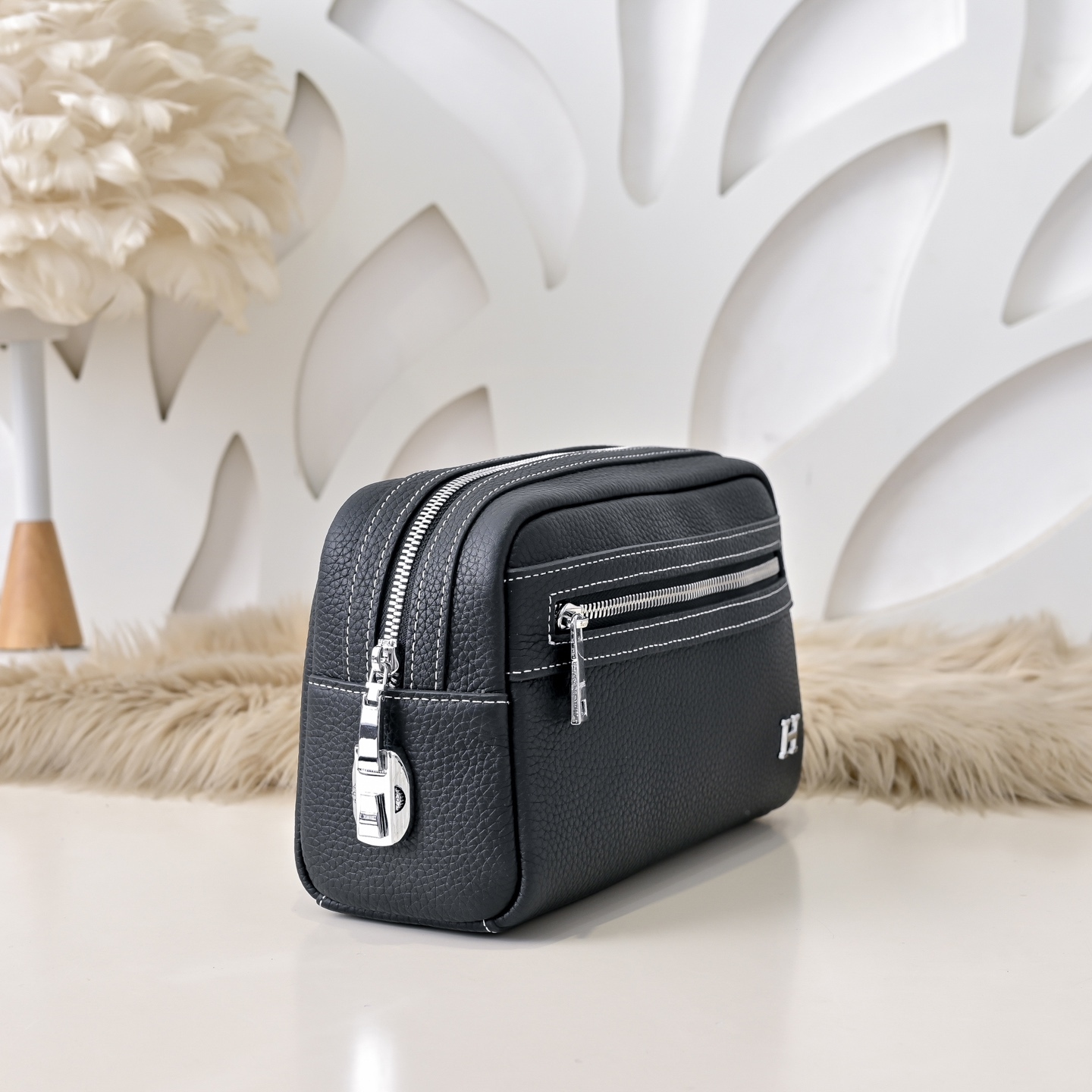 エルメス ジップ レザー クラッチバッグ