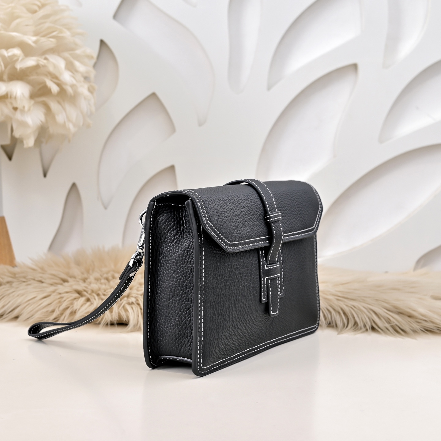 エルメス New H Passant ジップ レザー クラッチバッグ