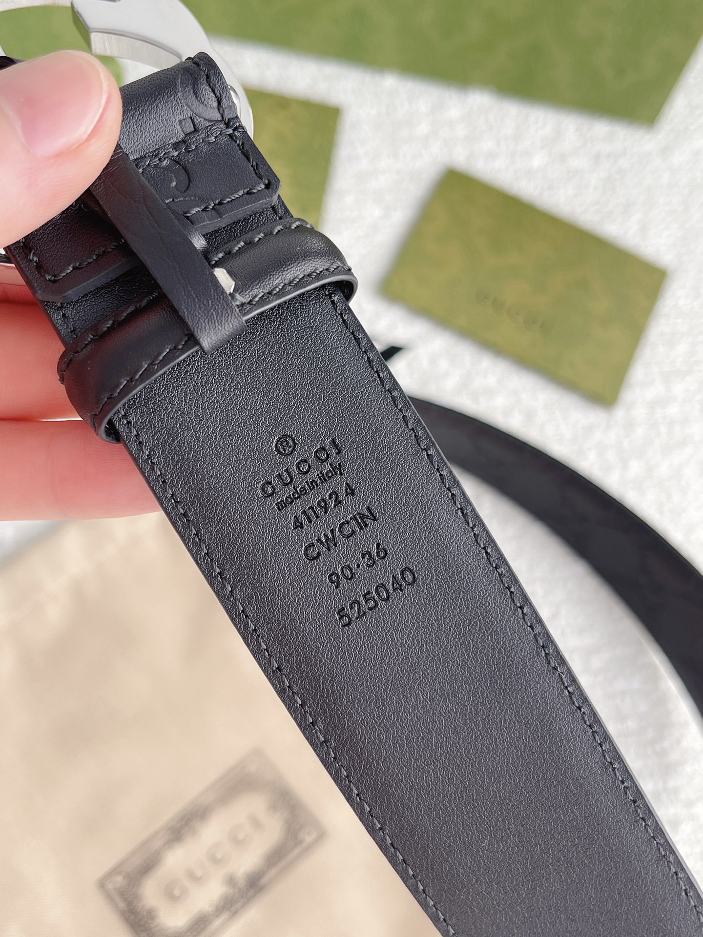 グッチ「Gucci」インターロッキングG バックル付き ワイドベルト