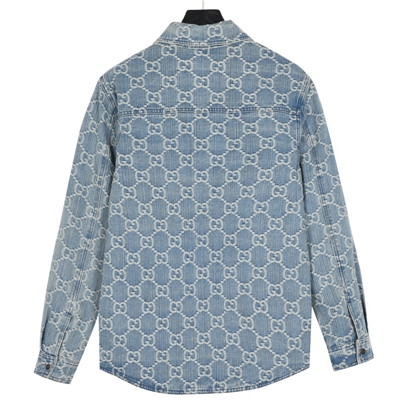 Gucci の GG ジャカード柄のデニム生地の綿入れシャツ