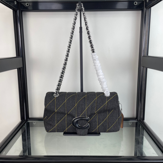 コーチ「Coach」Tabby 20 菱格纹绗缝 デニム チェーンショルダーバッグ