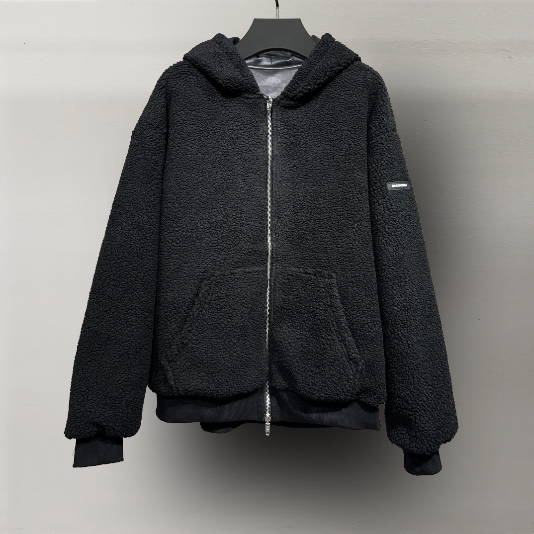 バレンシアガ「Balenciaga」‌最新24 FWカフステディラム毛リバーシブルレザージャケット